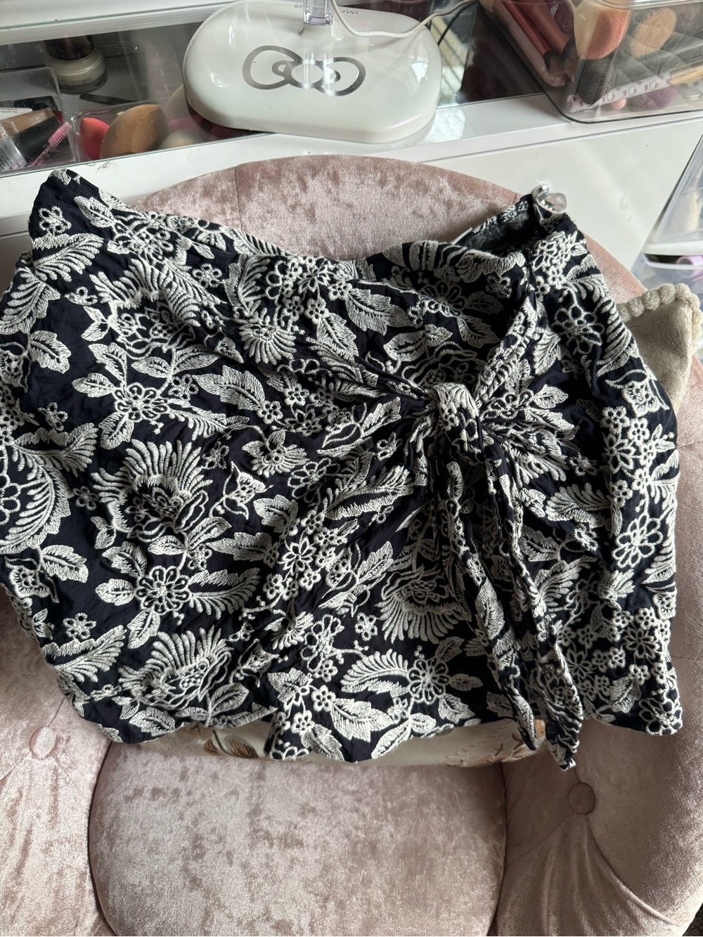 Zara Black and White Floral Tie Sarong
